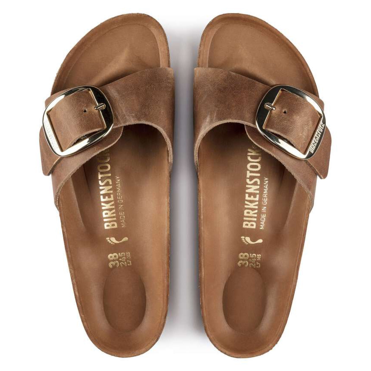 Birkenstock Madrid Big Buckle Oiled Leather Cognac