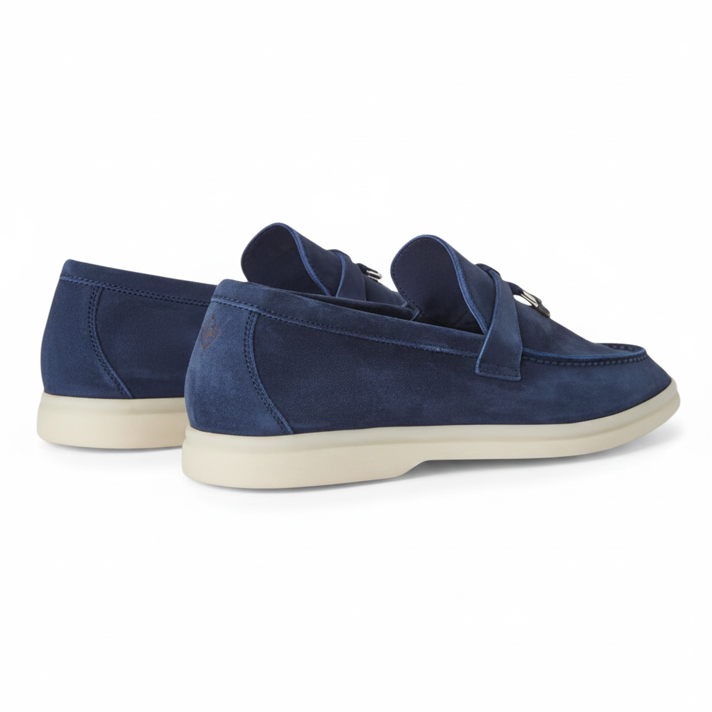 Loro Piana Mocassins Summer Charms Walk Cuir Suédé True Dark Blue