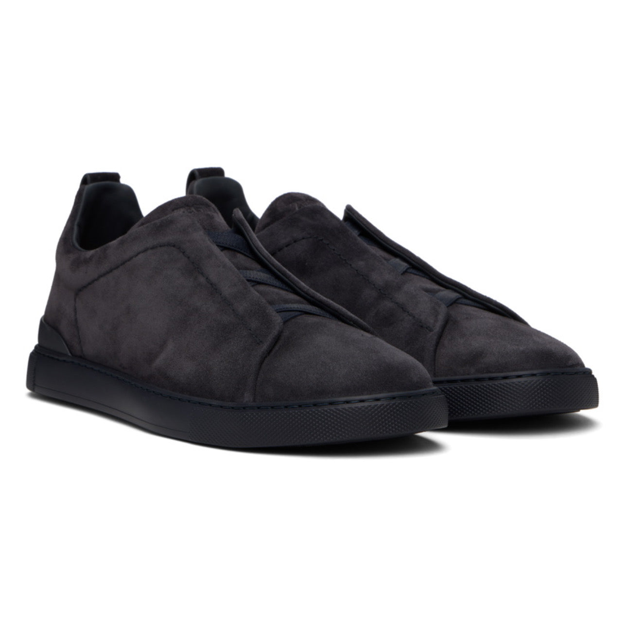 Zegna Triple Stitch Sneakers Full Navy Suede
