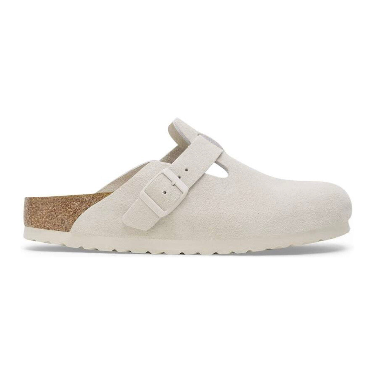Birkenstock Boston Soft Footbed Suede Leather Antique White