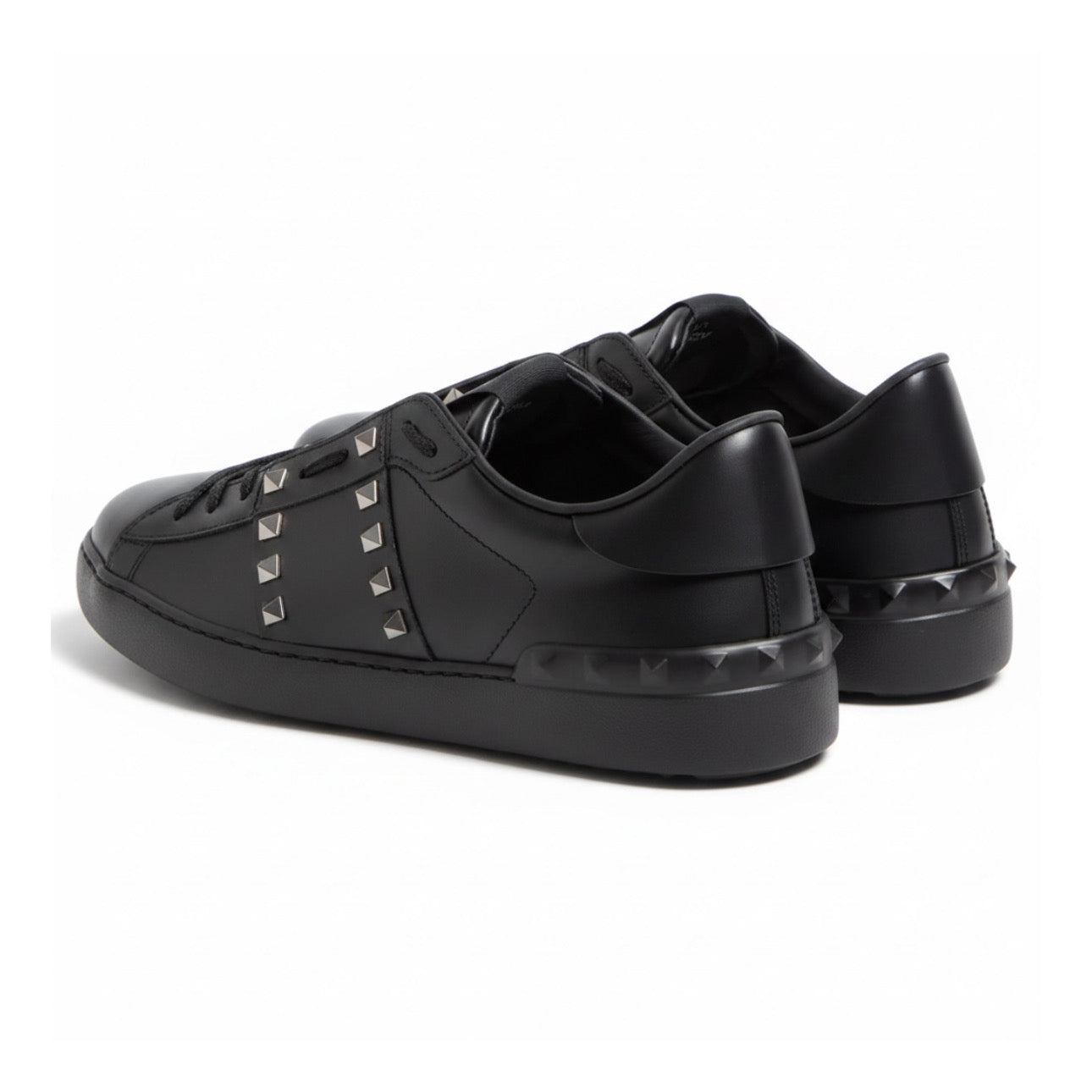 Valentino Rockstud Untitled Sneaker In Calfskin Leather Black