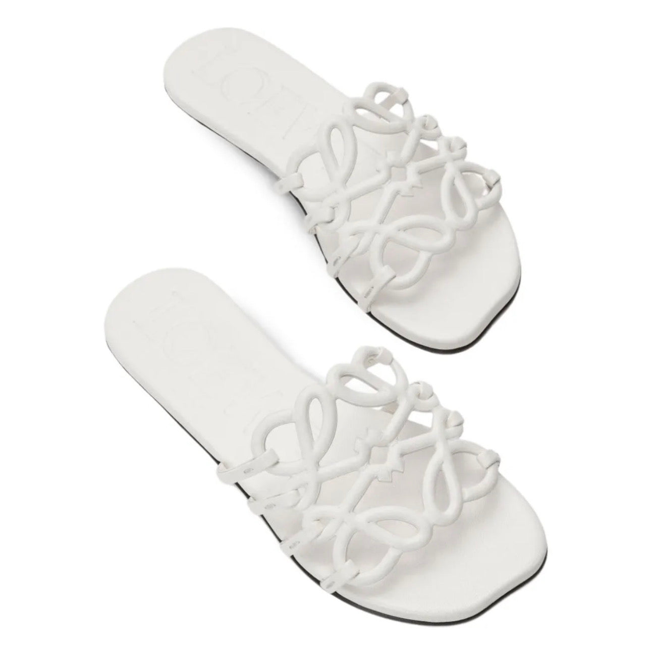 LOEWE leather flat sandals White