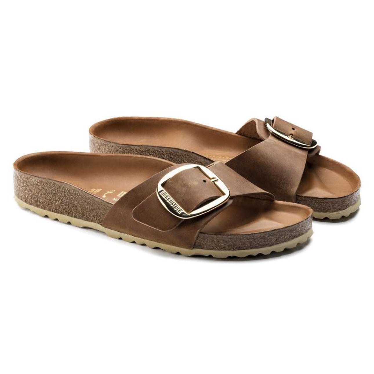 Birkenstock Madrid Big Buckle Oiled Leather Cognac