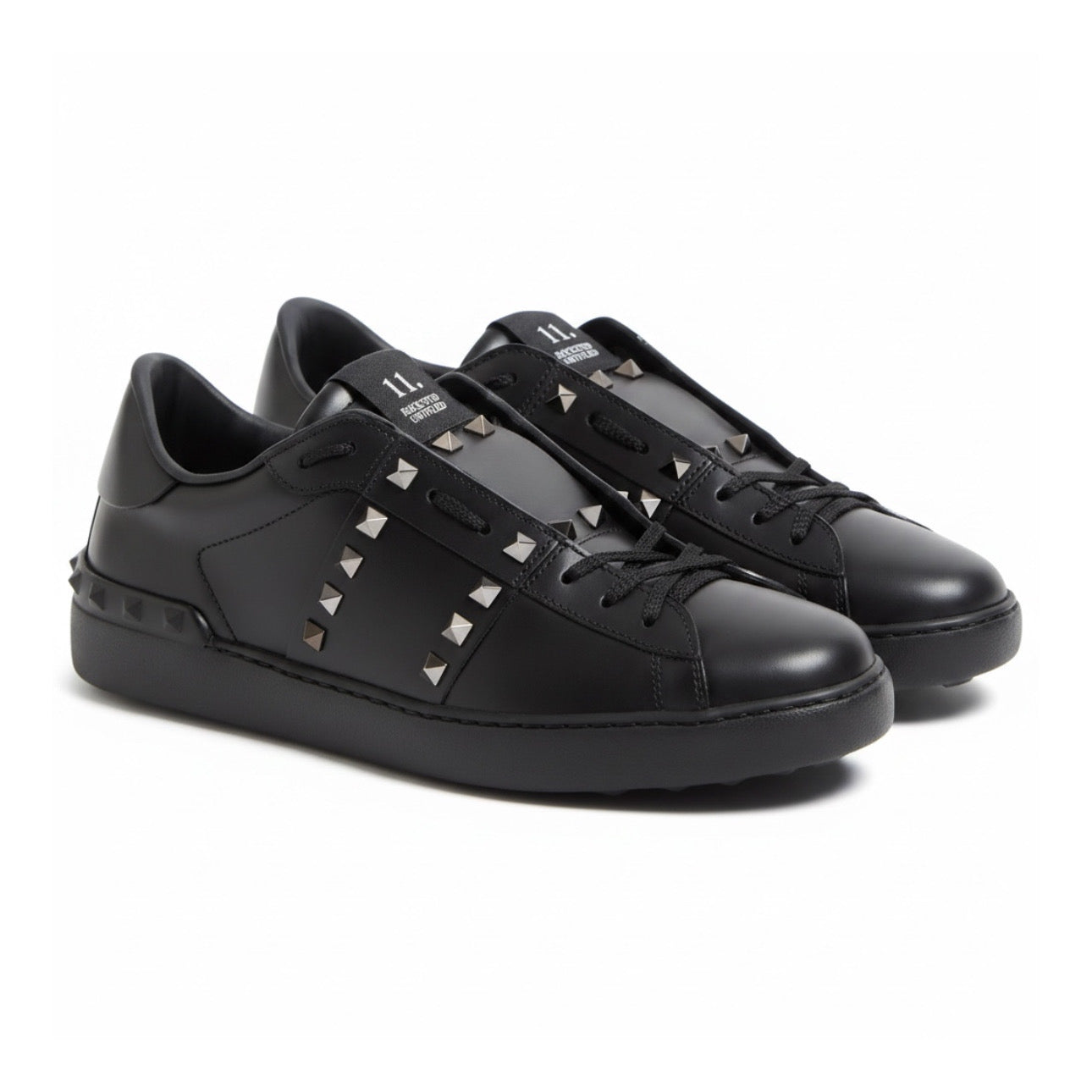 Valentino Rockstud Untitled Sneaker In Calfskin Leather Black