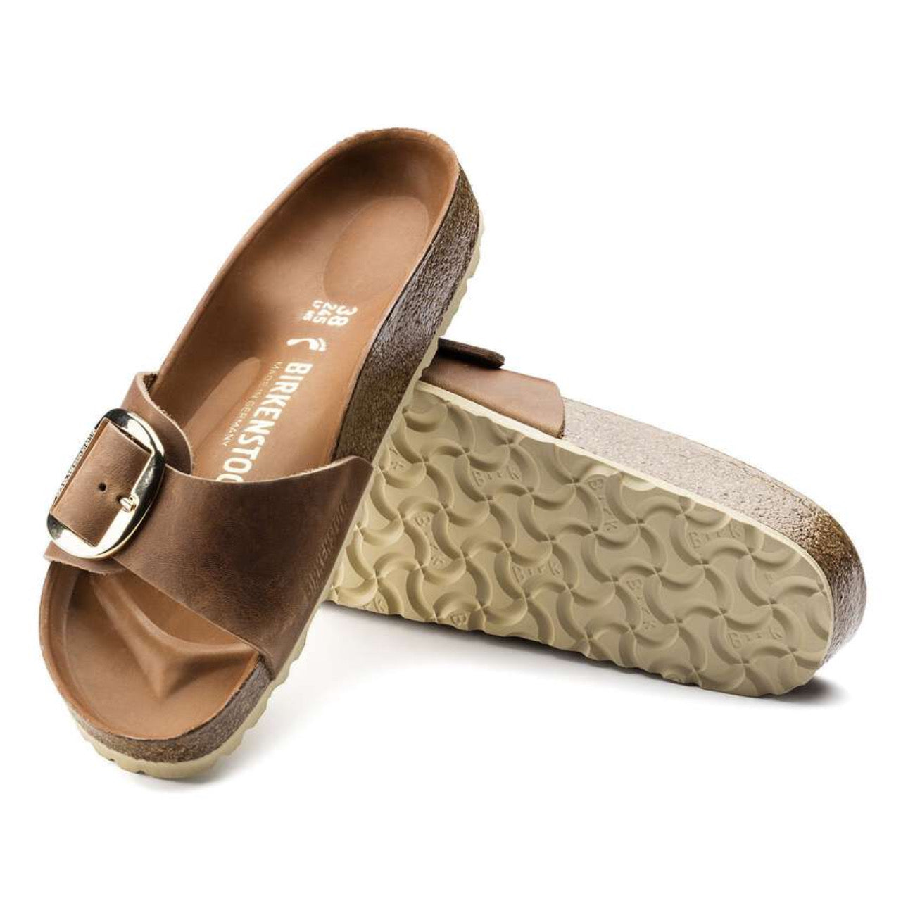 Birkenstock Madrid Big Buckle Oiled Leather Cognac