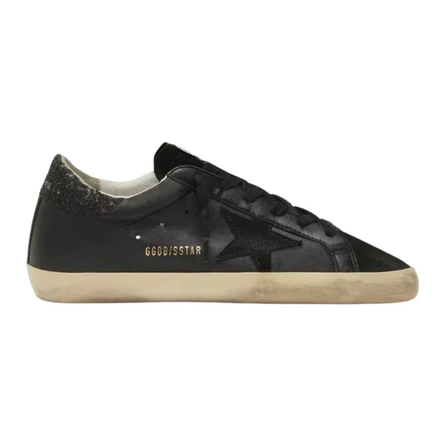 Golden Goose Superstar – Black Glitter Heel