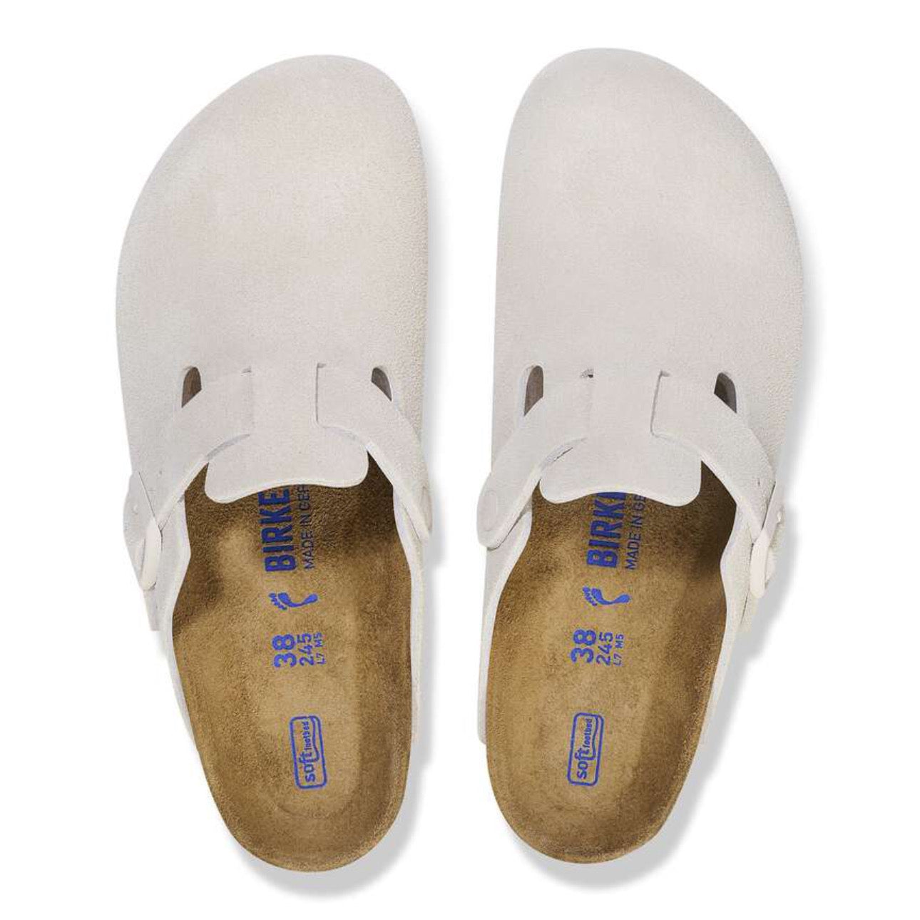 Birkenstock Boston Soft Footbed Suede Leather Antique White